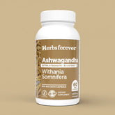 Herbsforever Ashwagandha Capsules Withania Somnifera Withannolides 5% & Alkaloids 1.5% Boost Energy and Performance 60 Vege Capsules 800 Mg Each