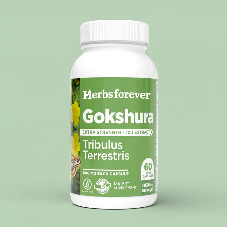 Herbsforever Gokshura Capsules - Tribulus Terrestris - 60 Vege Capsules - 800 mg each