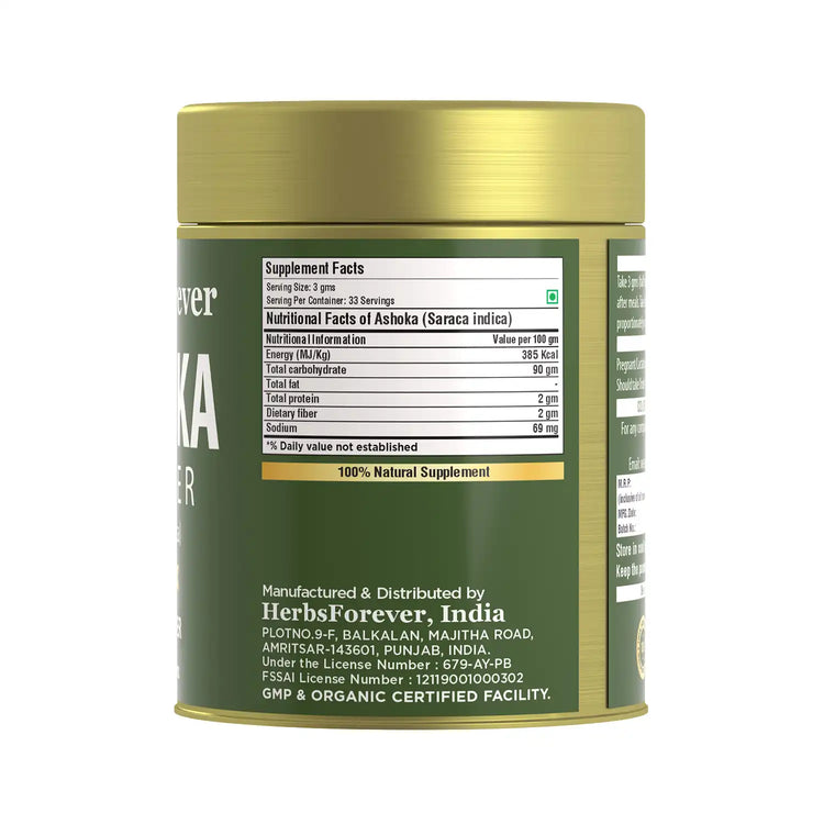 HerbsForever Ashoka Powder Saraca Indica | Supports Women's Health, Non-GMO, Vegan,100g | 100% Natural Herbal Supplement for Wellness & Vitality