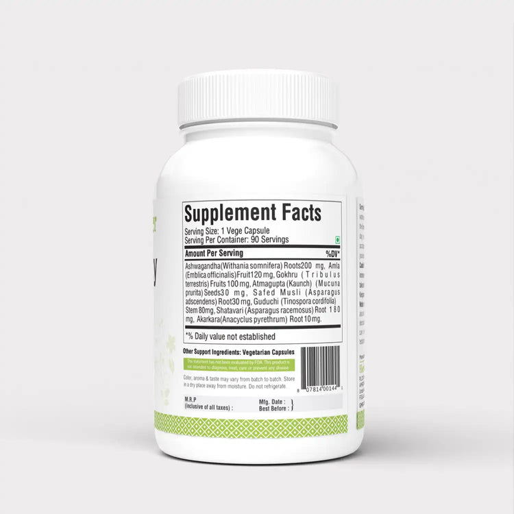 Herbsforever Male Forty Plus Capsules – Ayurvedic Herbal Supplement – 90 Vege Capsules – 750 Mg Each