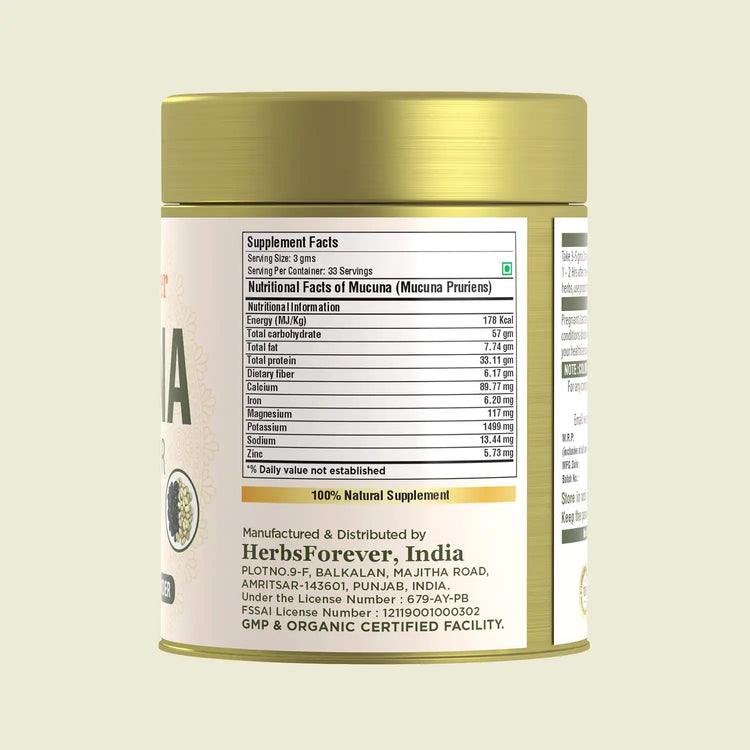 HerbsForever Mucuna Pruriens Seed Powder 2X Potency Extract (2:1) | Purple & Yellow Seeds Blend, Velvet Bean, Non-GMO, Vegan, 100g | Supports Energy, Vitality, and Overall Wellness