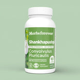 Herbsforever Shankhpushpi Capsules | Convolvulus Pluricaulis | Natural Herbal Supplement for Mental Alertness, Focus & Memory Support | 550mg | 60 Veg Capsules