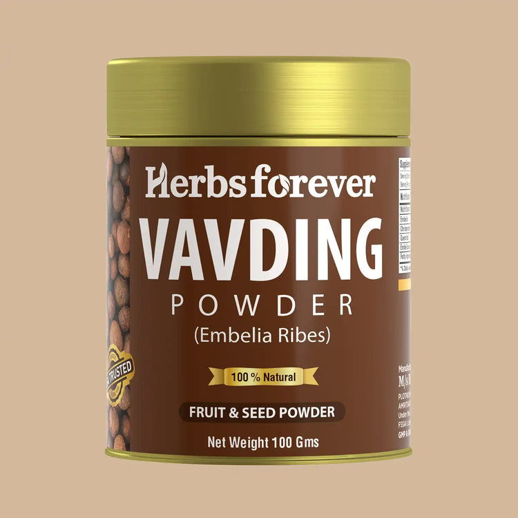 HerbsForever Vidanga (Vavding) Fruit & Seed Powder | Embelia Ribes | Natural Herbal Supplement | Non-GMO, Vegan | 100 GMS