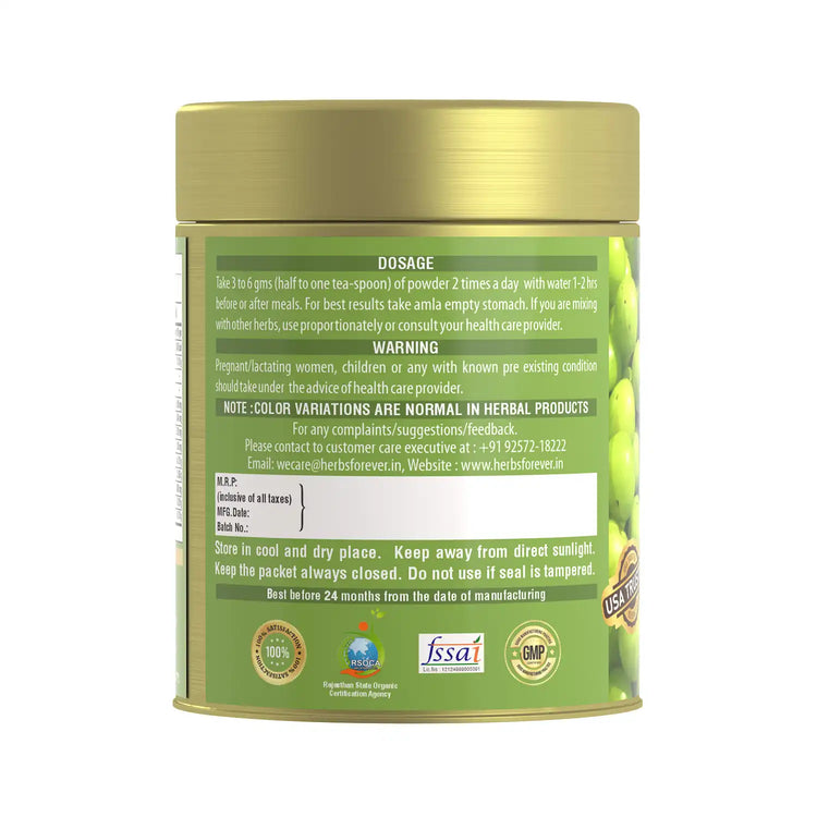 HerbsForever Amla Powder | Emblica officinalis, Vitamin C & Antioxidants, Supports Healthy Immunity, Non-GMO, Vegan, 100 GMS | Natural Superfood for Daily Wellness