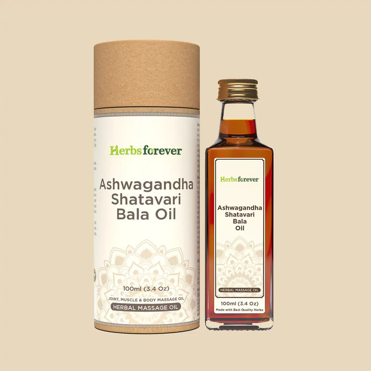 Herbsforever Ashwagandha Shatavari Bala Oil Cold Pressed Premium Oil for Relaxation and Muscle Support Non-GMO, Vegan  (100 ml)