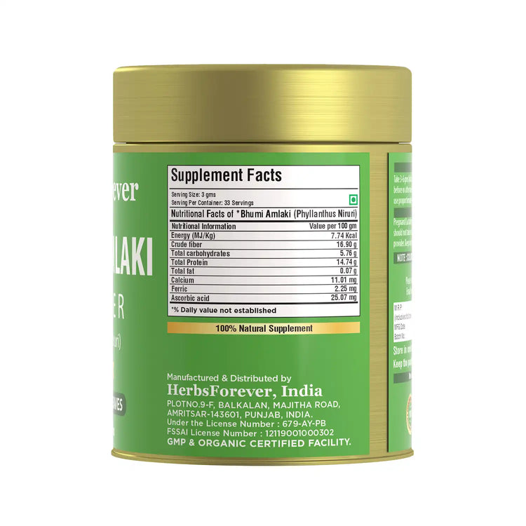 HerbsForever Bhumi Amlaki Powder100g Phyllanthus Niruri, Non-GMO, Plant-Based Formula for Liver Health and Effective Natural Detox