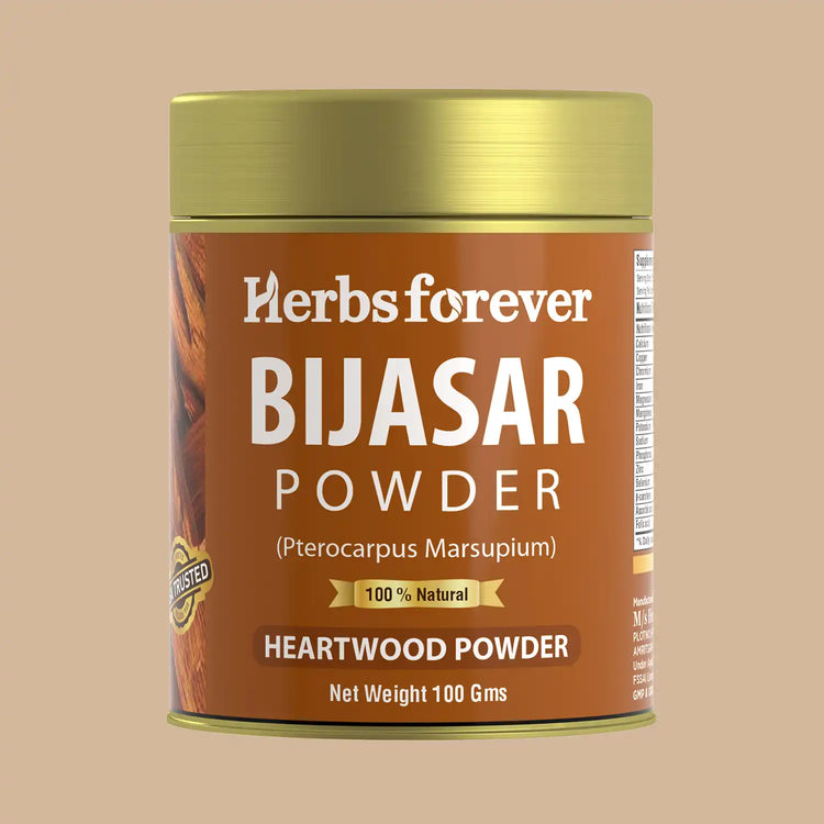 HerbsForever Bijasar Powder (Vijaysar Powder) – Pterocarpus marsupium - Non-GMO - Vegan – 100 Gm - Pack size.