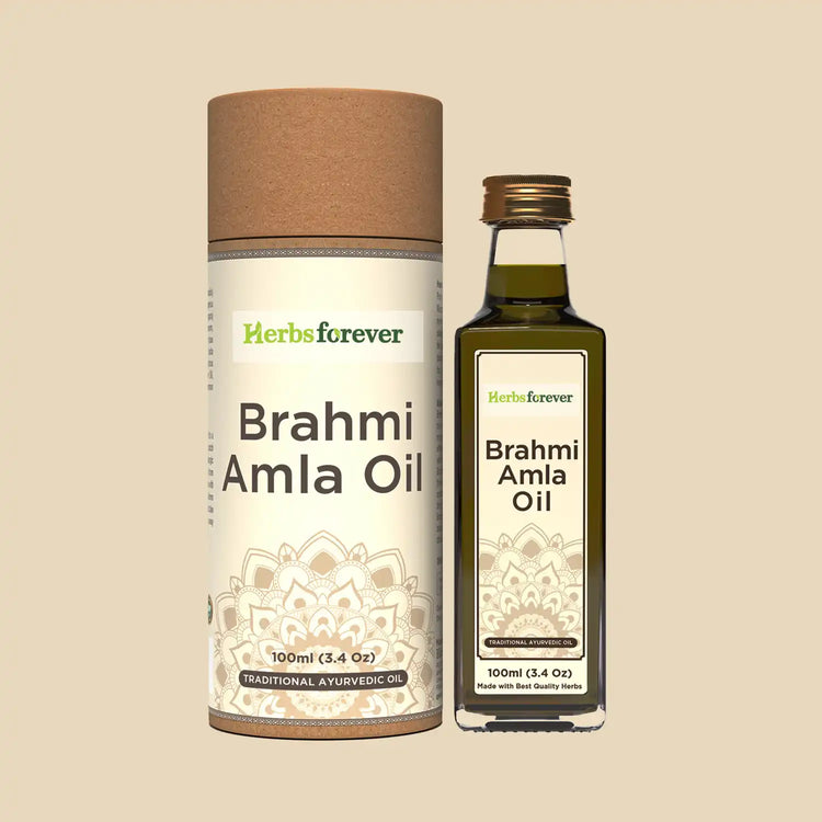 Herbsforever Brahmi Amla Hair Oil Improves Blood Circulation Calms Mind and Hair Strength Oil Cold Pressed Premium Oil Non GMO, Vegan  100 ml