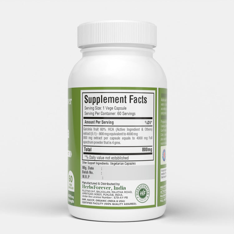 Herbsforever Garcinia Cambogia Health Supplement 90 Vege Capsules 800 Mg Each