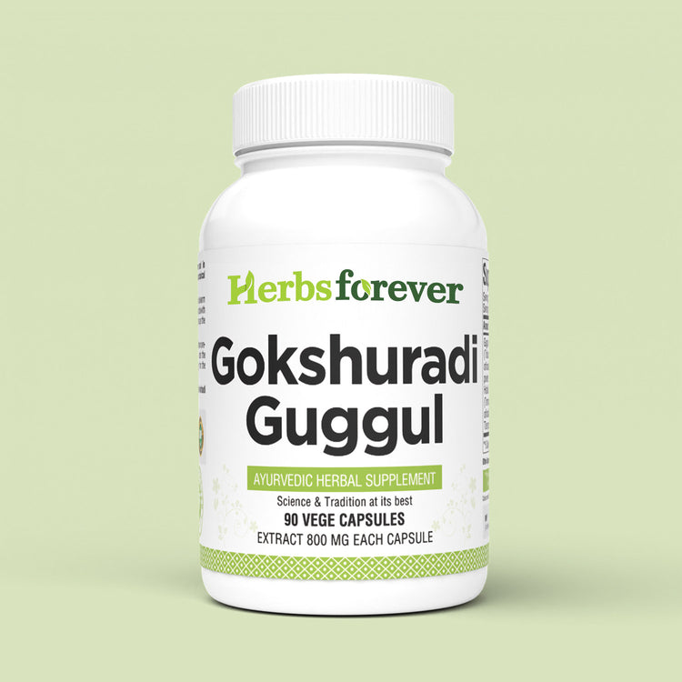 Herbsforever Gokshuradi Guggul Capsules Traditional Ayurvedic Formulation - Kidneys Health Supplement 90 Vege Capsules 800 Mg Each