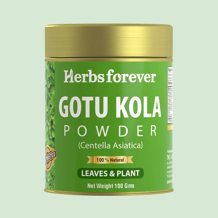 HerbsForever Gotu Kola Powder Centella asiatica Reducing Stress Enhance Memory & Focus Non GMO, Vegan 100 GMS