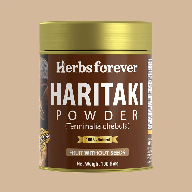 HerbsForever Haritaki Powder | Terminalia Chebula | Non-GMO, Gluten-Free, Vegan | Premium Quality, Raw, Seedless, Freshly Ground, Natural Herbal Powder 100 GMS
