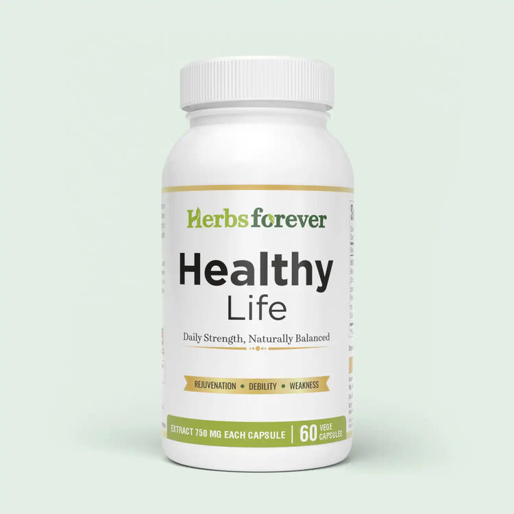Herbsforever Healthy Life 750 mg Capsules | 60 Veg Capsules | Ayurvedic Vitality & Rejuvenation Supplement | Supports Strength, Stamina, Muscle Health & Daily Wellness