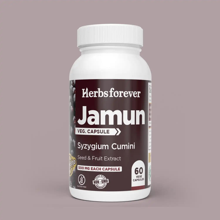 Herbsforever Jamun (Syzygium cumini) Seed capsules – Ayurvedic Metabolic & Digestive Support – 100% Pure.