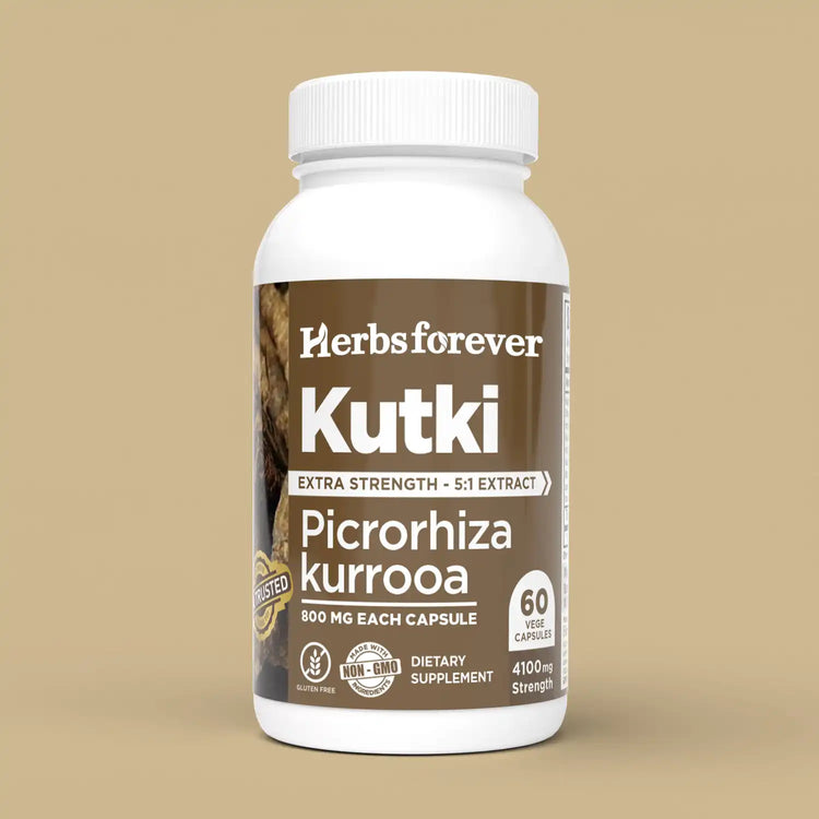 Herbsforever Kutki Capsules | Picrorhiza Kurroa Extract with 10% Bitters & 7% Kutkin | 800 mg, 60 Vegan Capsules | Premium Herbal Supplement for Wellness Support