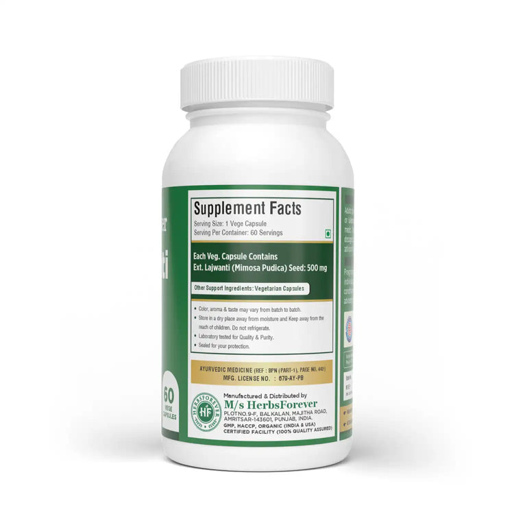Herbsforever Lajwanti (Mimosa pudica) Root Capsules – Ayurvedic Digestive & Wellness Support – 100% Pure.