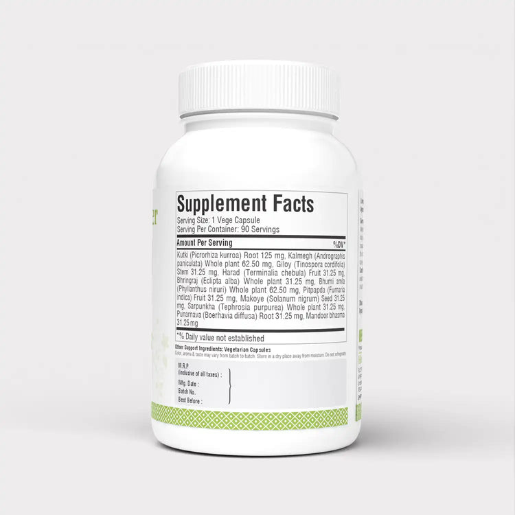 HerbsForever Liver Forte Detox, Cleaning, Repair, Cooling Milk Thistle, Andrographis Paniculata, Chanca piedra, Punarnava root, Triphala plus Potent Ayurvedic Herbs Extracts. 90 Veg Capsules, 500mg