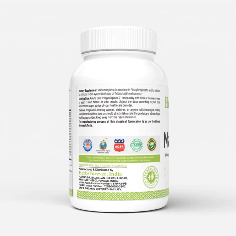 Herbsforever Maha Manjistha Kawath – Ayurvedic Herbal Supplement – 90 Vege Capsules – 800 Mg Each
