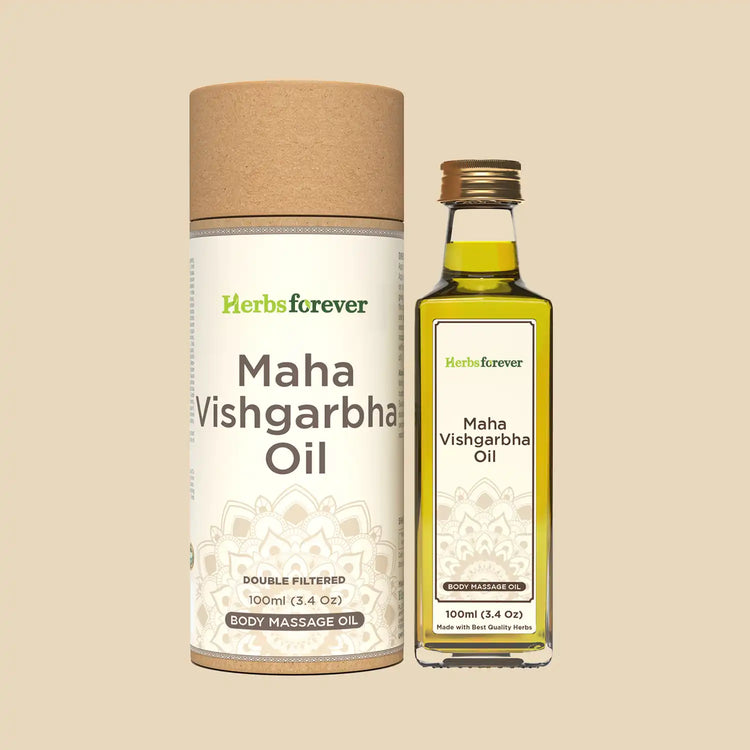 HerbsForever Maha Vishgarbha Oil Authentic Ayurvedic Massage Oil Supports Blood Circulation Improves Joint and Ligament Health Cold Pressed Premium Oil Non GMO, 100 ml