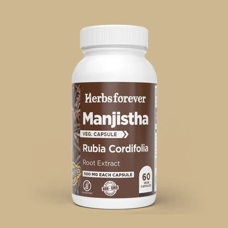 Herbsforever Manjistha (Rubia cordifolia) Root Powder Capsules – Ayurvedic Blood Purification & Skin Support – 100% Pure.