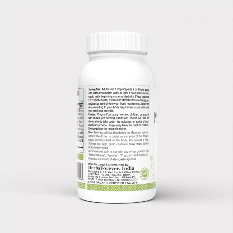 HerbsForever Menopause Health Supplement for Women | Natural Herbal Formula, Hormone Balance | Hot Flash Relief, 120 Capsules 750 Mg Each