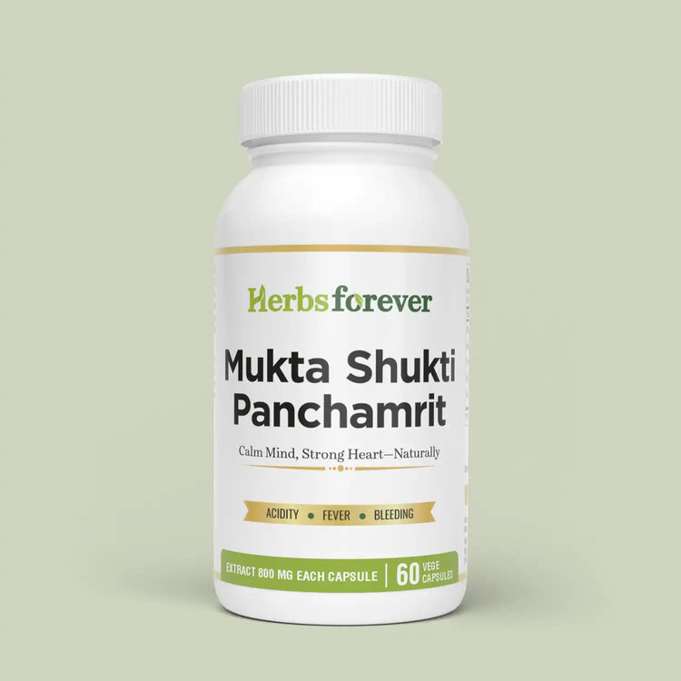 Herbsforever Mukta Shukti Panch Amrit Capsules | 60 Veg Capsules | Ayurvedic Calcium-Rich Formula for Acidity Relief & Pitta Balance | Supports Digestive Comfort, Heart & Cooling Balance