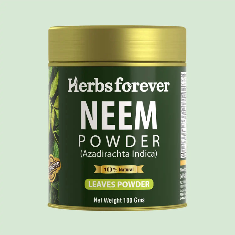 HerbsForever Neem Powder - Azadirachta Indica - Ayurvedic Herb for Healthy Skin - Non GMO, Organic, Vegan 100 GMS.