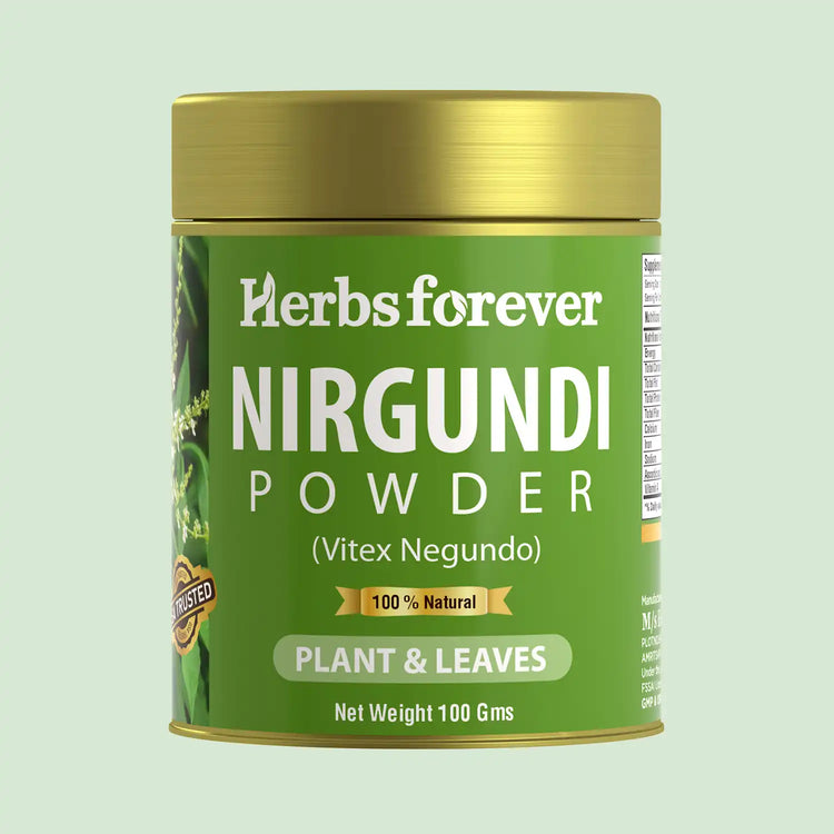 HerbsForever Nirgundi Powder Vitex Negundo Balancing Vata and Ushna Non GMO, Vegan 100 GMS