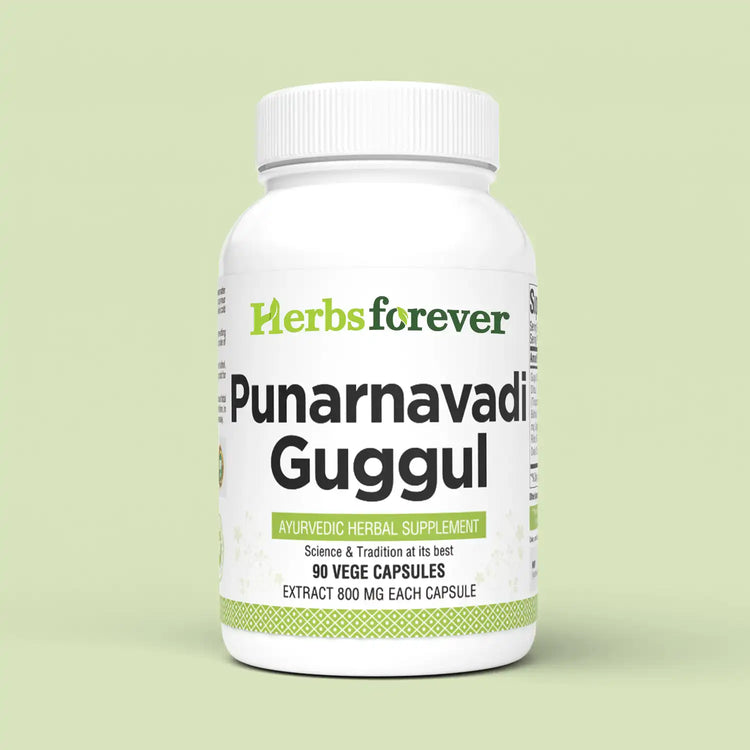HerbsForever Punarnavadi Guggul Capsules – Traditional Ayurvedic Formulation – Kapha Balancing Formula – 90 Vege Capsules – 800 Mg Each