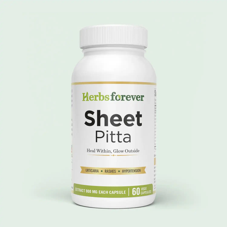 Herbsforever Sheet Pitta 800 mg Capsules | 60 Veg Capsules | Ayurvedic Skin & Cooling Support Supplement | Helps Support Skin Comfort, Pitta Balance & Overall Wellness