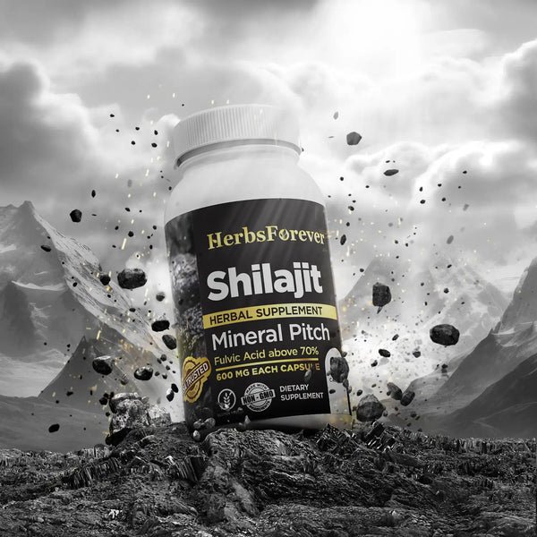 Herbsforever Shilajit Capsules | Premium Mineral Pitch with 76.27% Fulvic Acid | Natural Energy & Stamina Booster – 60 Veg Capsules, 600mg Each | Authentic & Pure Formula