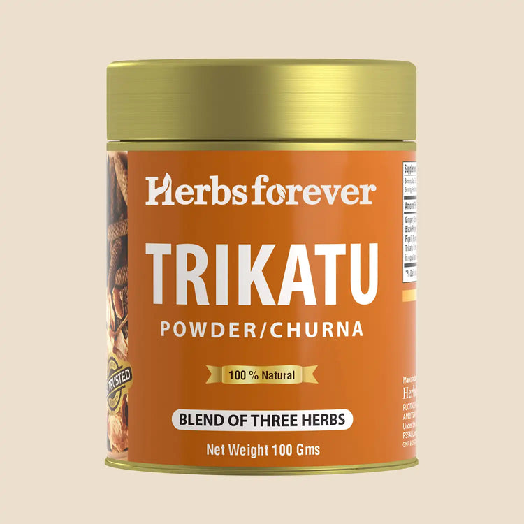 Herbsforever Trikatu Churna – Ayurvedic Herbal Blend for Digestive Support & Vata Balance, Non-GMO, Vegan, 100g | Natural Wellness Supplement