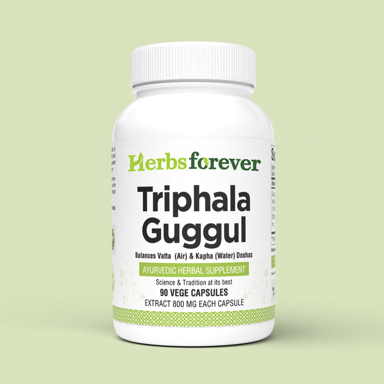 Herbsforever Triphala Guggulu Traditional Ayurvedic Formulation Healthy Digestion 90 Vege Capsules 800 Mg Each