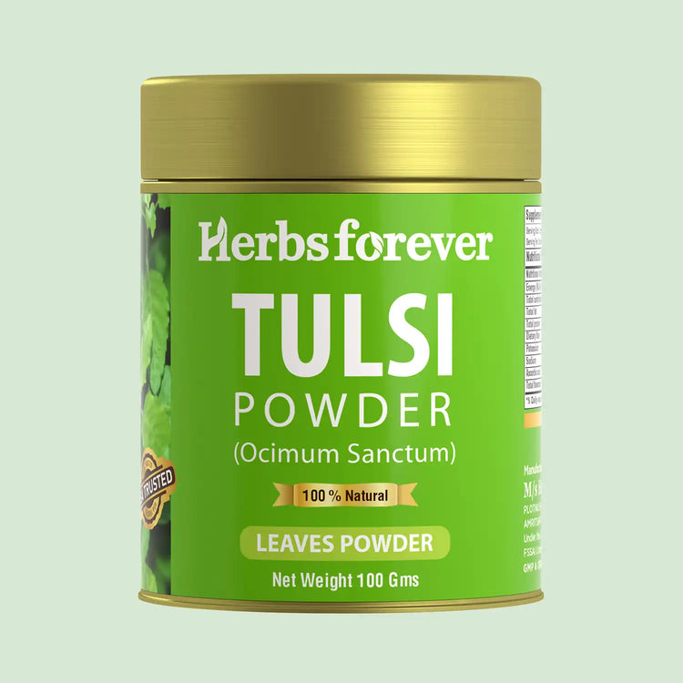 HerbsForever Tulsi Powder Holy Basil Leaves Powder Ocimum Sanctum Support Immune System Promote Calmness and Stress Relief Non GMO, Vegan 100 GMS