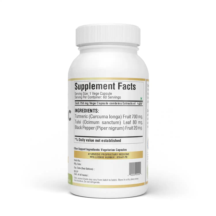 Herbsforever Turmeric Plus 800 mg Capsules | 60 Veg Capsules | Ayurvedic Antioxidant & Inflammation Support | Curcumin with Black Pepper for Better Absorption | Supports Joint, Skin & Liver Health
