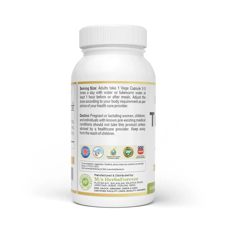 Herbsforever Turmeric Plus 800 mg Capsules | 60 Veg Capsules | Ayurvedic Antioxidant & Inflammation Support | Curcumin with Black Pepper for Better Absorption | Supports Joint, Skin & Liver Health