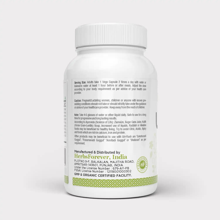 Herbsforever Uri-Flush Capsules Ayurvedic Herbal Supplement Support Healthy Kidney Function and Urinary Tract Function 90 Vege Capsules 500 Mg Each