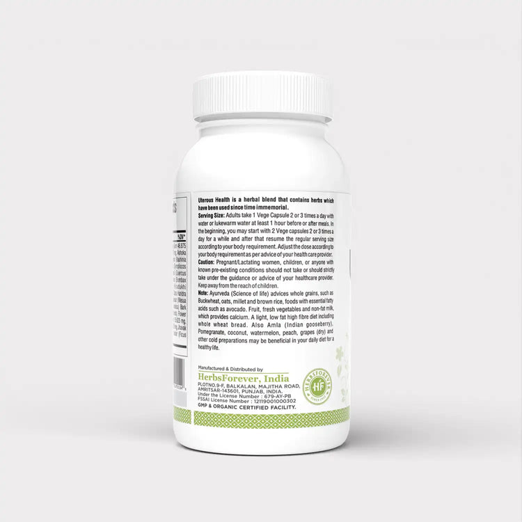 HerbsForever Uterous Health/Uterous Care Herbal Product Control Excess Cysts Bleeding, Fibroids, 120 Vege Capsules, 500 mg Each, Concentrated Extract