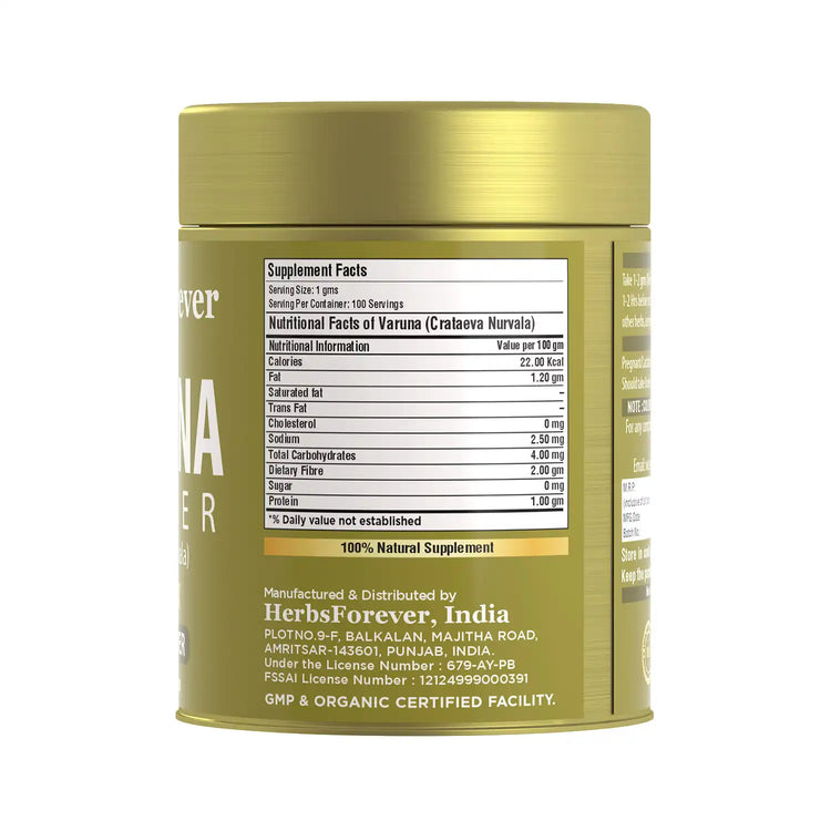 HerbsForever Varuna Crataeva Nurvala Powder 100g Non-GMO, Vegan Extract for Bladder and Kidney Function Support, Promotes Natural Balance and Wellness