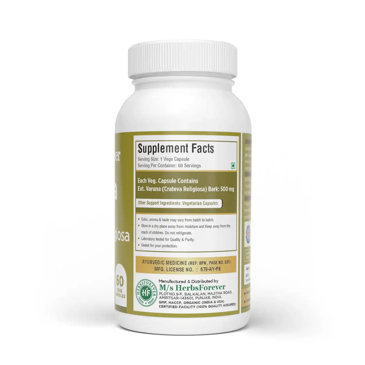 Herbsforever Varuna (Crataeva nurvala) Bark Powder Capsules – Ayurvedic Urinary & Kidney Support – 100% Pure.